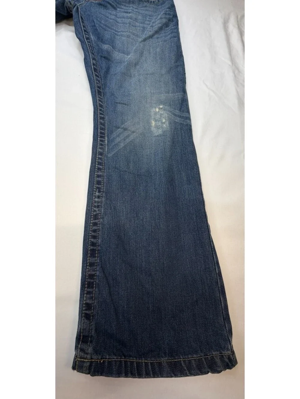 MEK DNM Men's Jeans Oaxaca Denim Bootcut Distressed Mid Rise Solid Size 36 Blue
